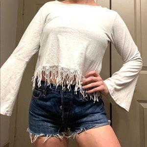 Bell sleeve tassel top